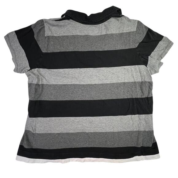 Venezia Lane Bryant Ladies Striped Collared T-Shirt Black Gray White Size 14-16 - Picture 8 of 13